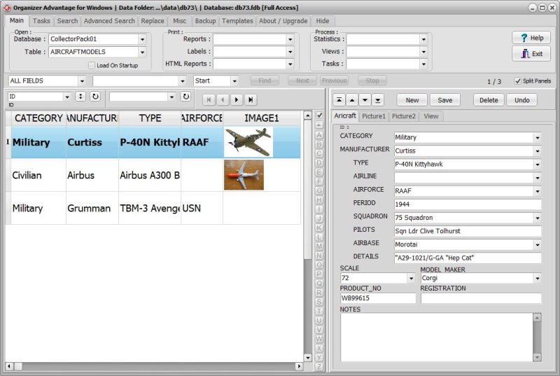 Aircraft Models Inventory Software for Windows
